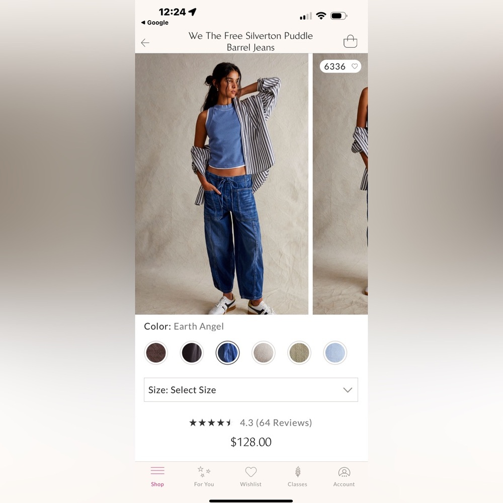 We The Free Silverton Puddle Barrel Jeans
Free People, size medium